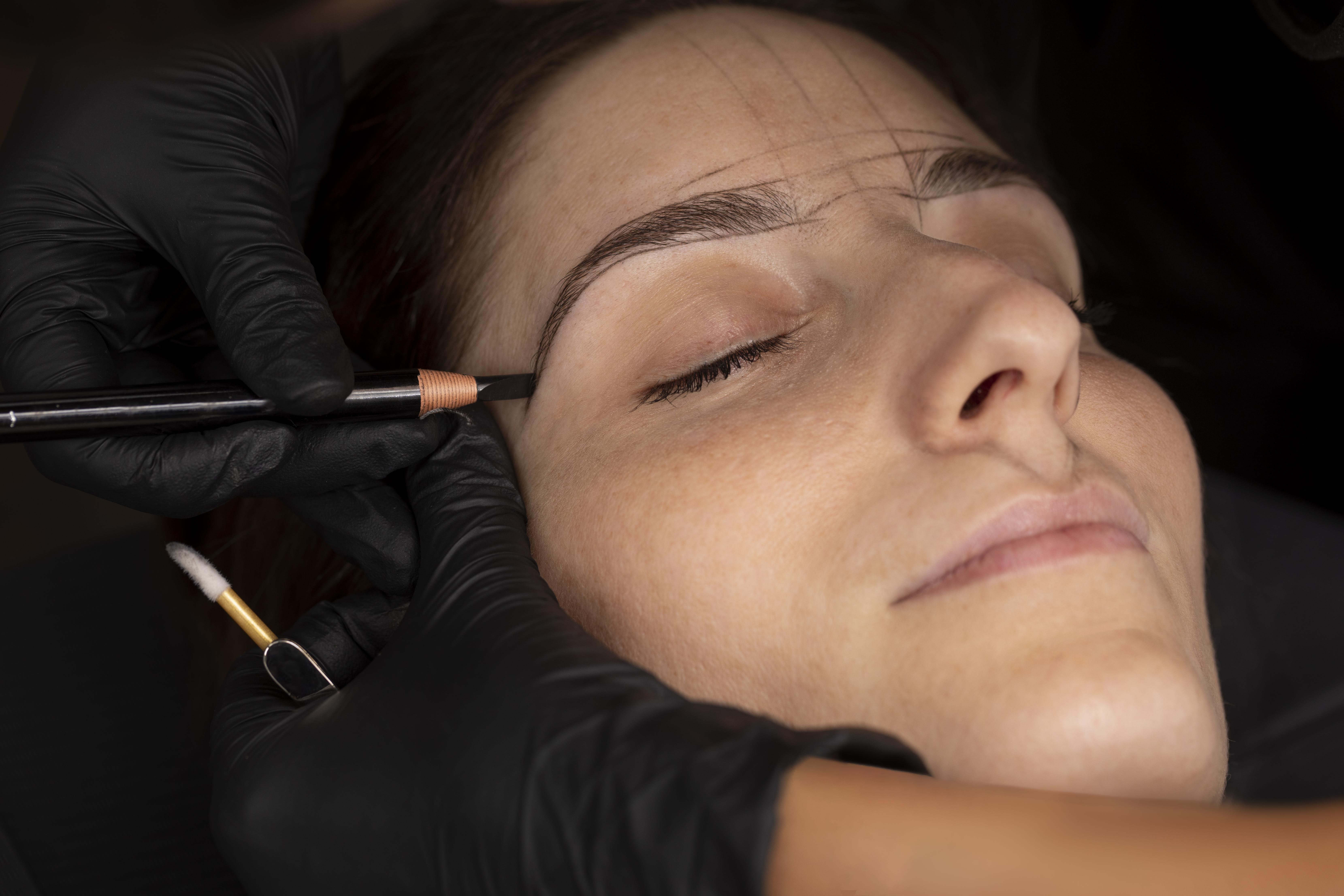 woman going through microblading treatment